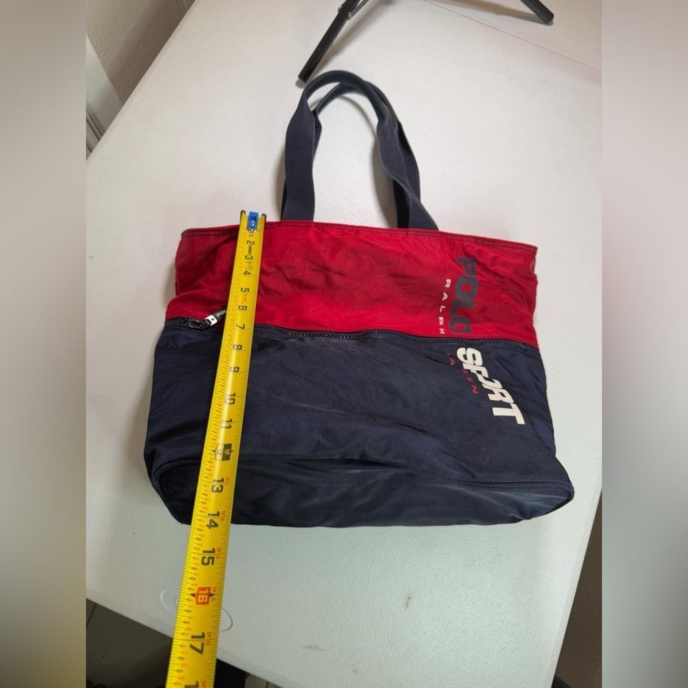 Polo Sport Ralph Lauren Vintage Spell Out Colorblock Navy Red Nylon Tote - Picture 3 of 16